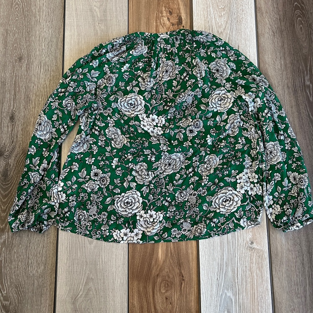 Boden Green Floral Long-Sleeve Blouse - Picture 2 of 5